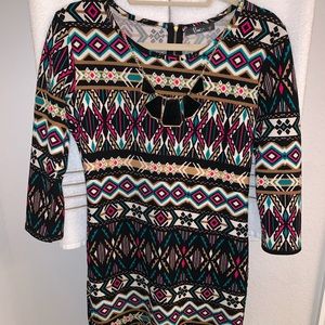 Patterned Dress with built in necklace